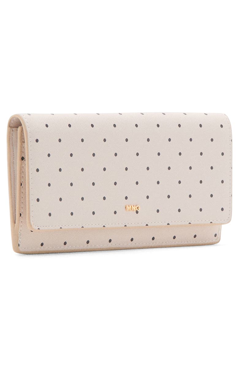 MANGO Polka Dot Faux Leather Flap Wallet, Alternate, color, Off White
