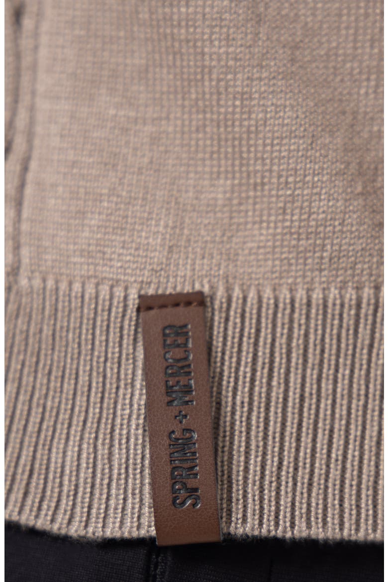Cable Short Sleeve Johnny Collar Sweater, Alternate, color, TAUPE