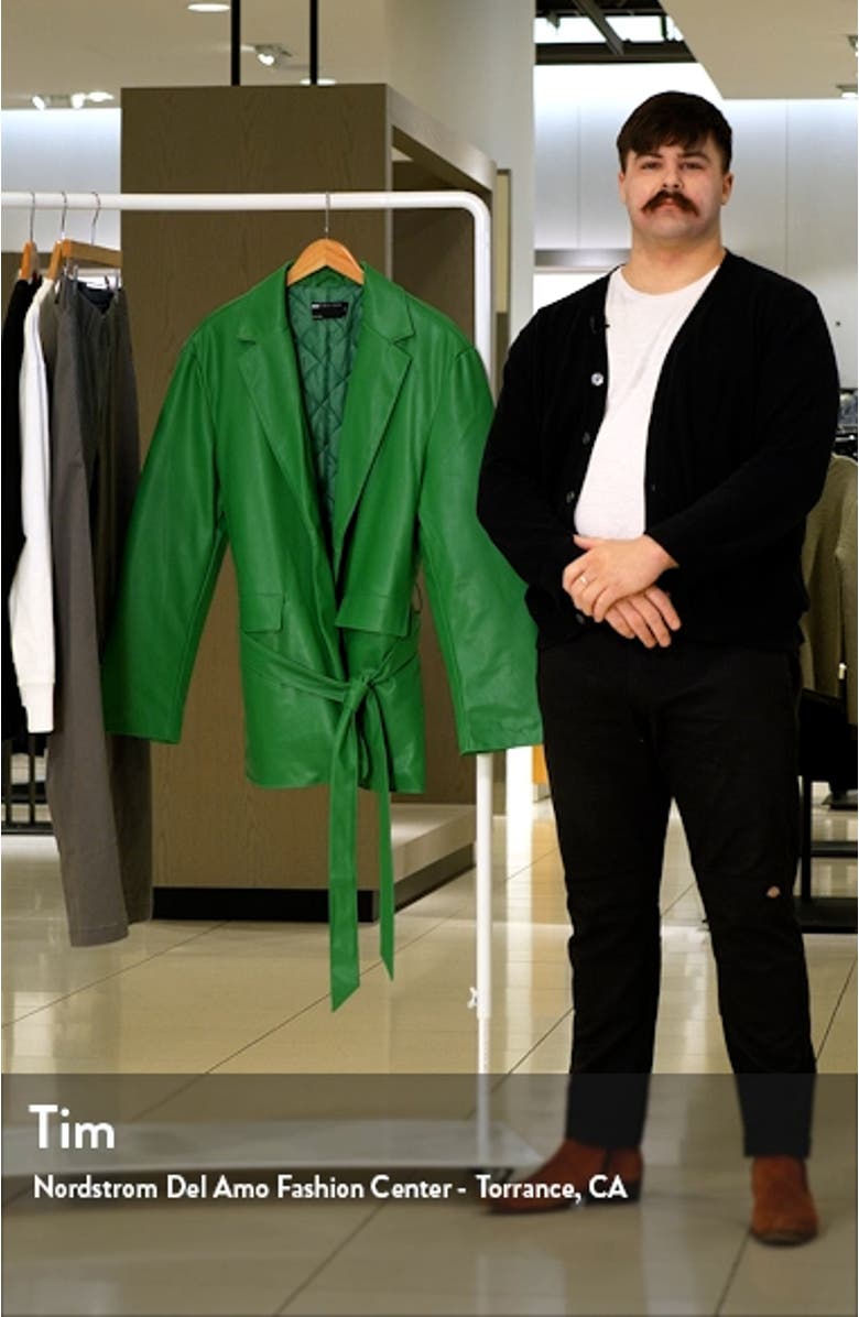 Belted Faux Leather Blazer, sales video thumbnail