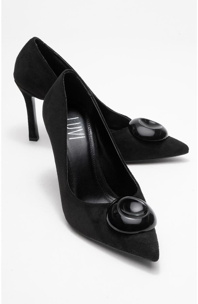 Prologue Shoes Jordana Pointed Toe Pump, Alternate, color, Black Suede