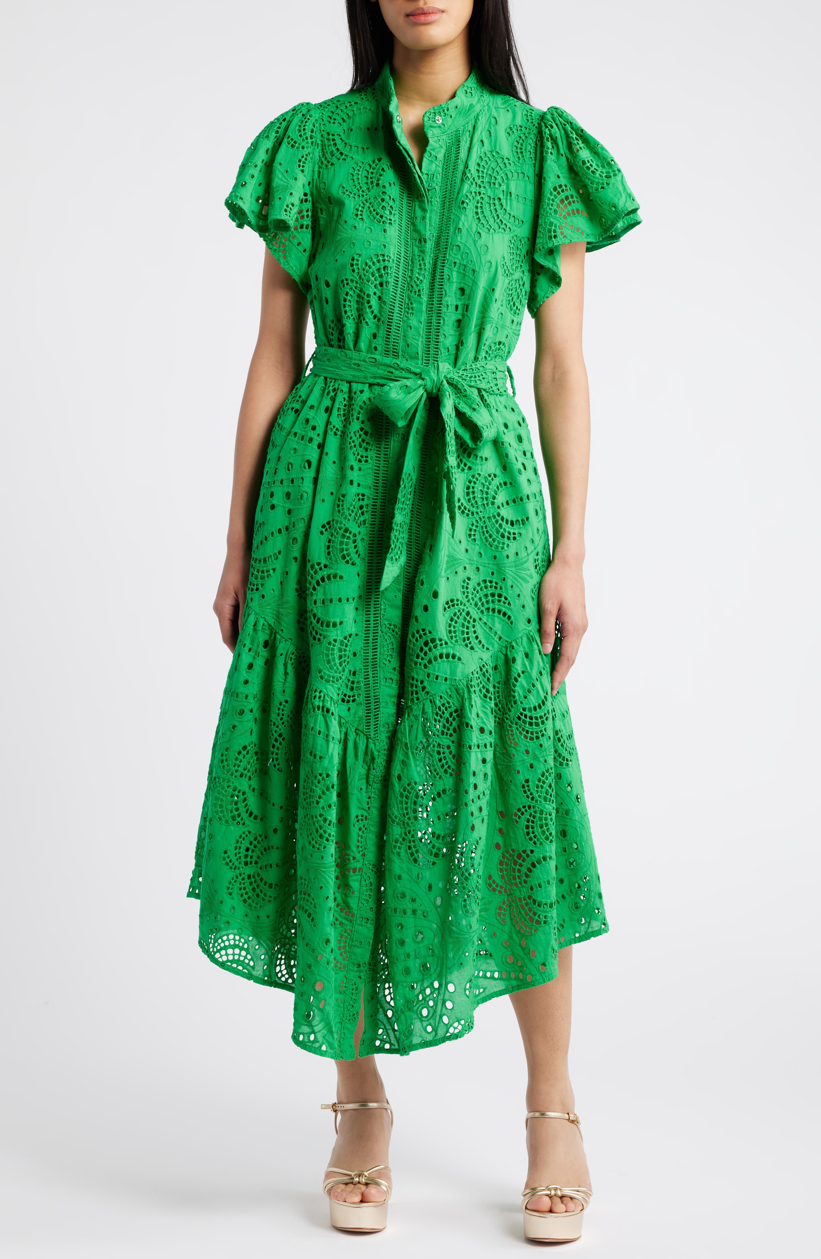 Isabella Cotton Eyelet Maxi Shirtdress