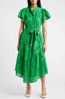Isabella Cotton Eyelet Maxi Shirtdress