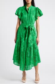 CIEBON Isabella Cotton Eyelet Maxi Shirtdress