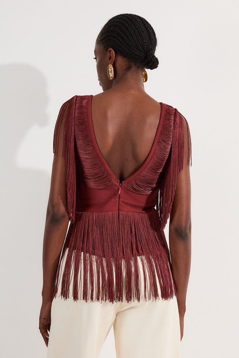 Draped Fringe Knitted Top, Alternate, color, Rich Red