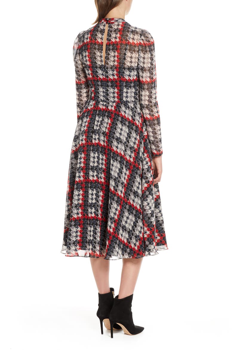 Long Sleeve Midi Dress, Alternate, color, BLACK/ RED