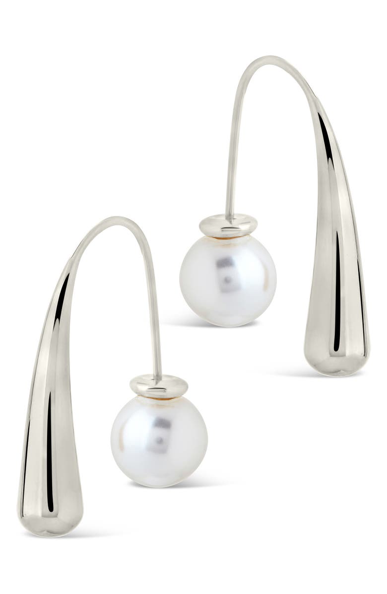 Sterling Forever Heidi 7.5–8mm Pearl Threader Earrings, Alternate, color,