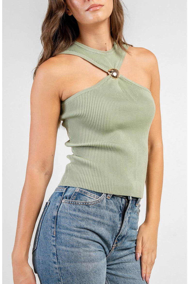 Ribbed Knit Halter Tank, Alternate, color, SAGE