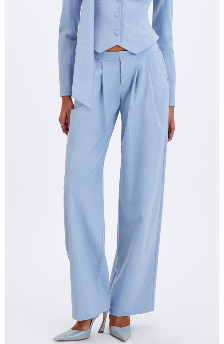 Miss Circle Reva Pinstripe Single Pleat Pants, Main, color, Sky Blue