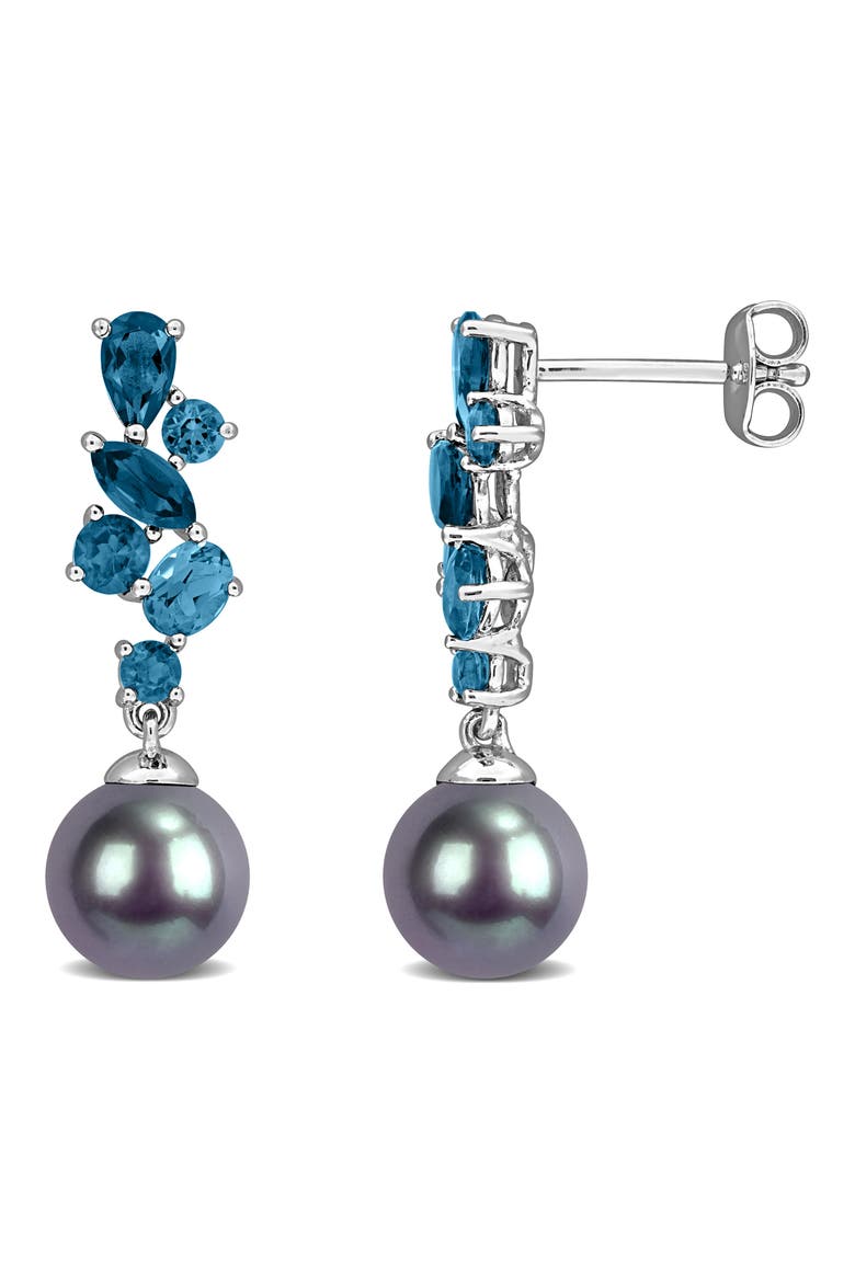 Cultured Tahitian Pearl & London Blue Topaz Pendant, Main, color, BLUE