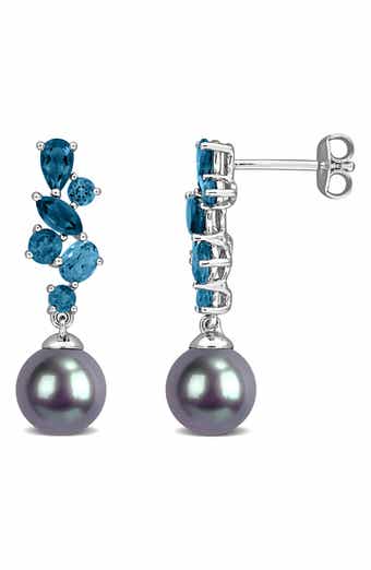 Cultured Tahitian Pearl & London Blue Topaz Pendant