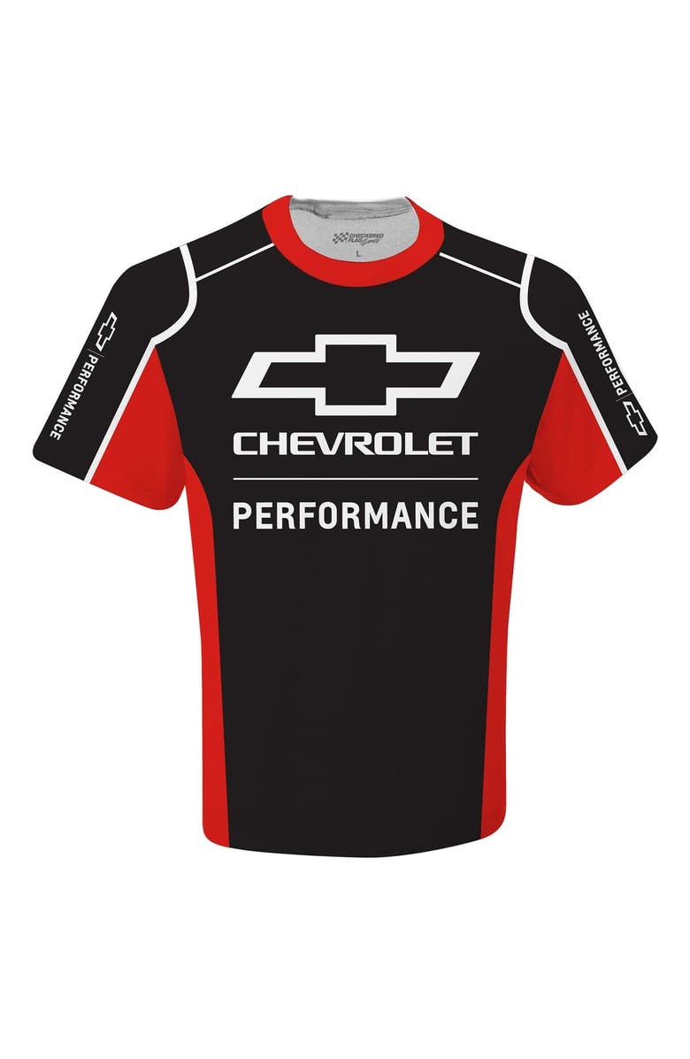 CHECKERED FLAG Men's Checkered Flag Sports Black Chevrolet Uniform T-Shirt, Alternate, color, Black