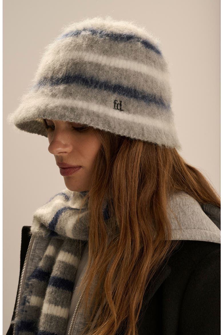 Structured Knit Bucket Hat, Alternate, color, HEATHER GREY