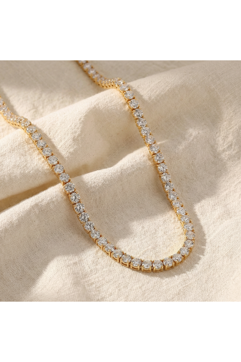 23Ct Diamond Tennis Necklace 14K Gold 18" Lab Grown, Alternate, color, 14k Yellow Gold