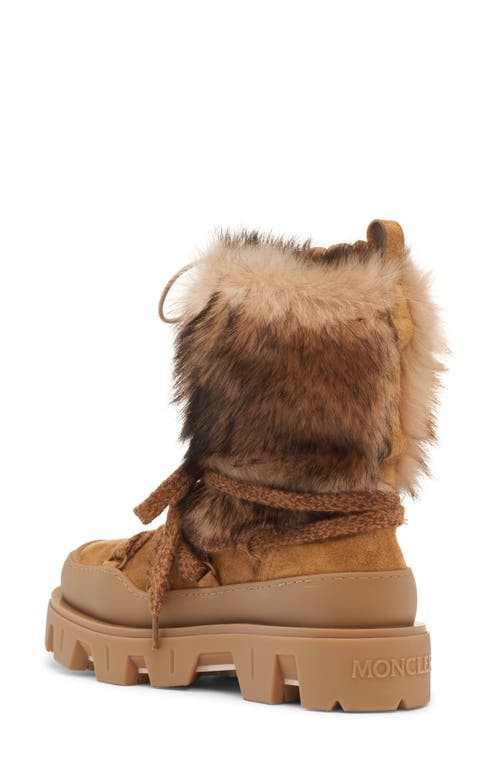 Moncler Suede Boots With Chunky Sole And Shearling In Multi