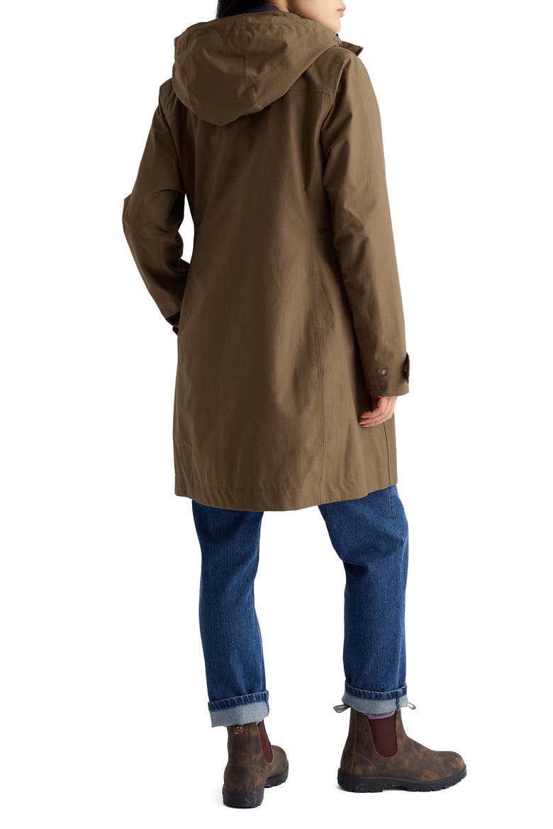 Coverack Waterproof Organic Cotton Raincoat with Removable Hood, Alternate, color, LAUREL