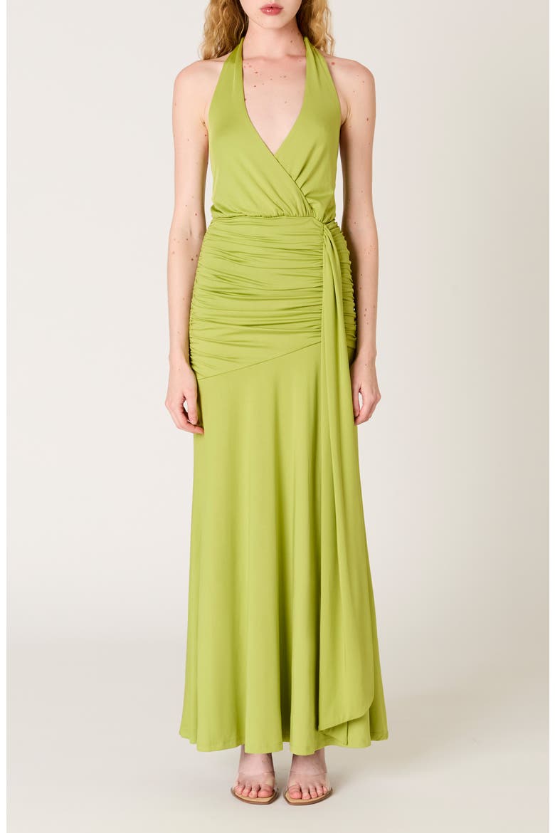 Nayara Halter Neck Maxi Dress, Main, color, MATCHA