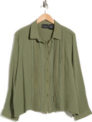 Forgotten Grace Pintuck Cotton Button-Up Shirt