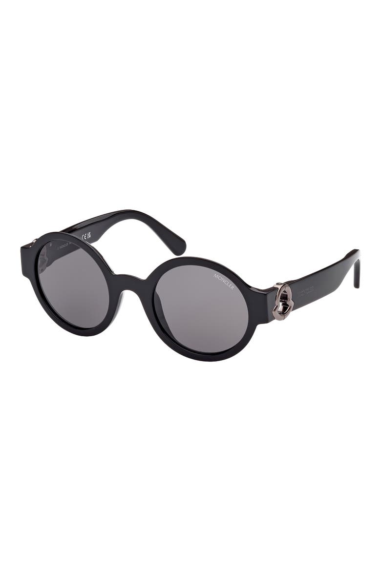 51mm Round Sunglasses, Alternate, color, BLACK/ GUNMETAL / SMOKE