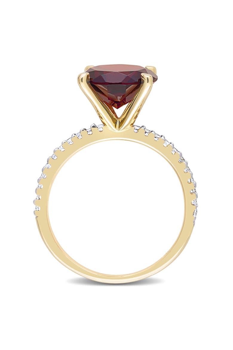 Gemstones Solitaire Ring Plated Silver, Alternate, color, Garnet/Yellow-Plated