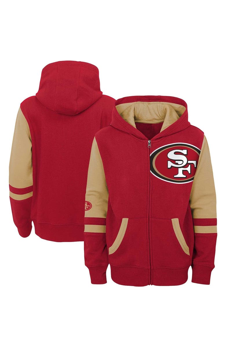 Outerstuff Youth Scarlet San Francisco 49ers Colorblock Full-Zip Hoodie, Main, color, Scarlet