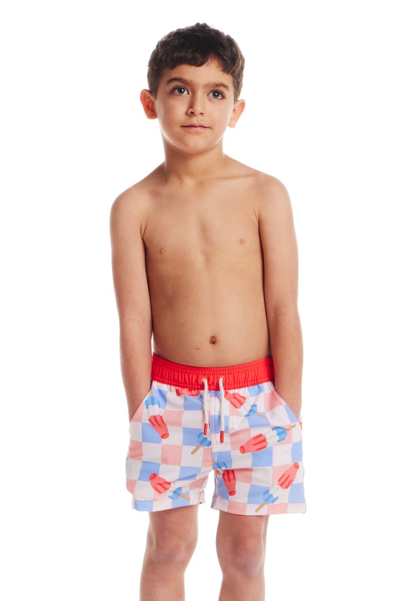 Kids' Print Swim Trunks, Alternate, color, ICE POP
