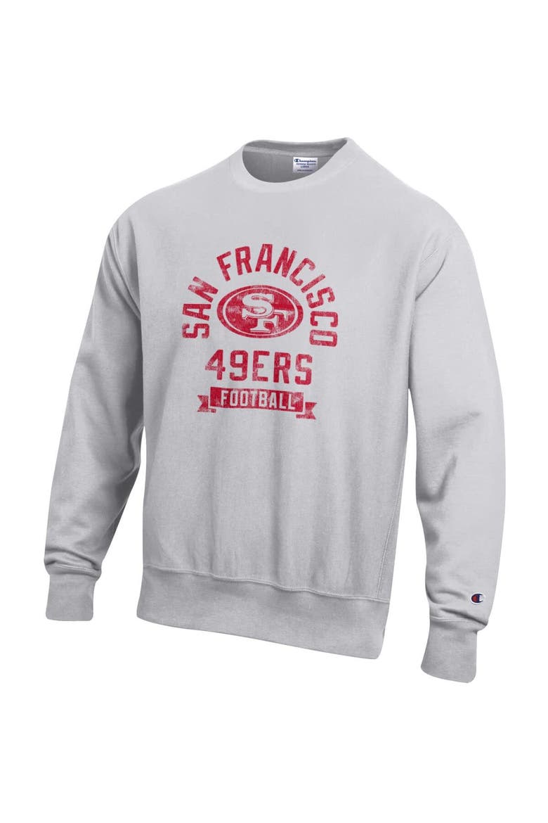 Men's Champion  Heather Gray San Francisco 49ers Reverse Weave Fleece Pullover Sweatshirt, Alternate, color, Heather Gray