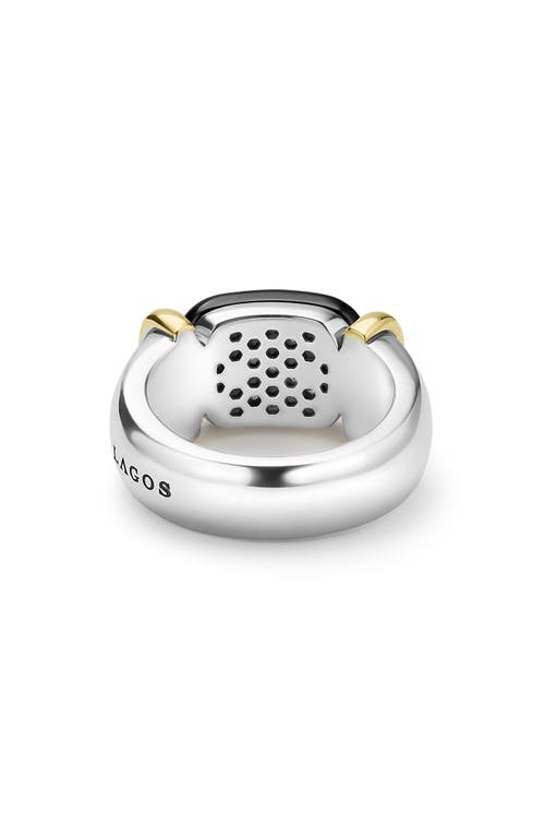 Lagos Two-tone Black Ceramic Diamond Ring In Metallic
