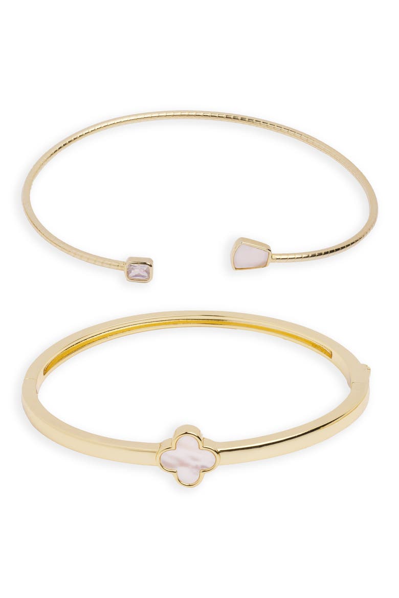 Mother-of-Pearl Set of 2 Bracelets, Main, color, GOLD