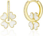Spero London Sterling Silver Enamel Clover Earrings - White