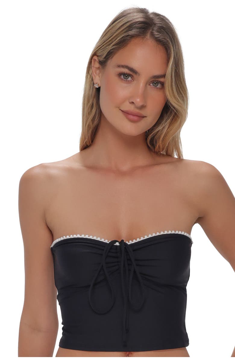 Swim Systems Pom Pom Dolly Crop Top Bikini Swimsuit, Alternate, color, Black