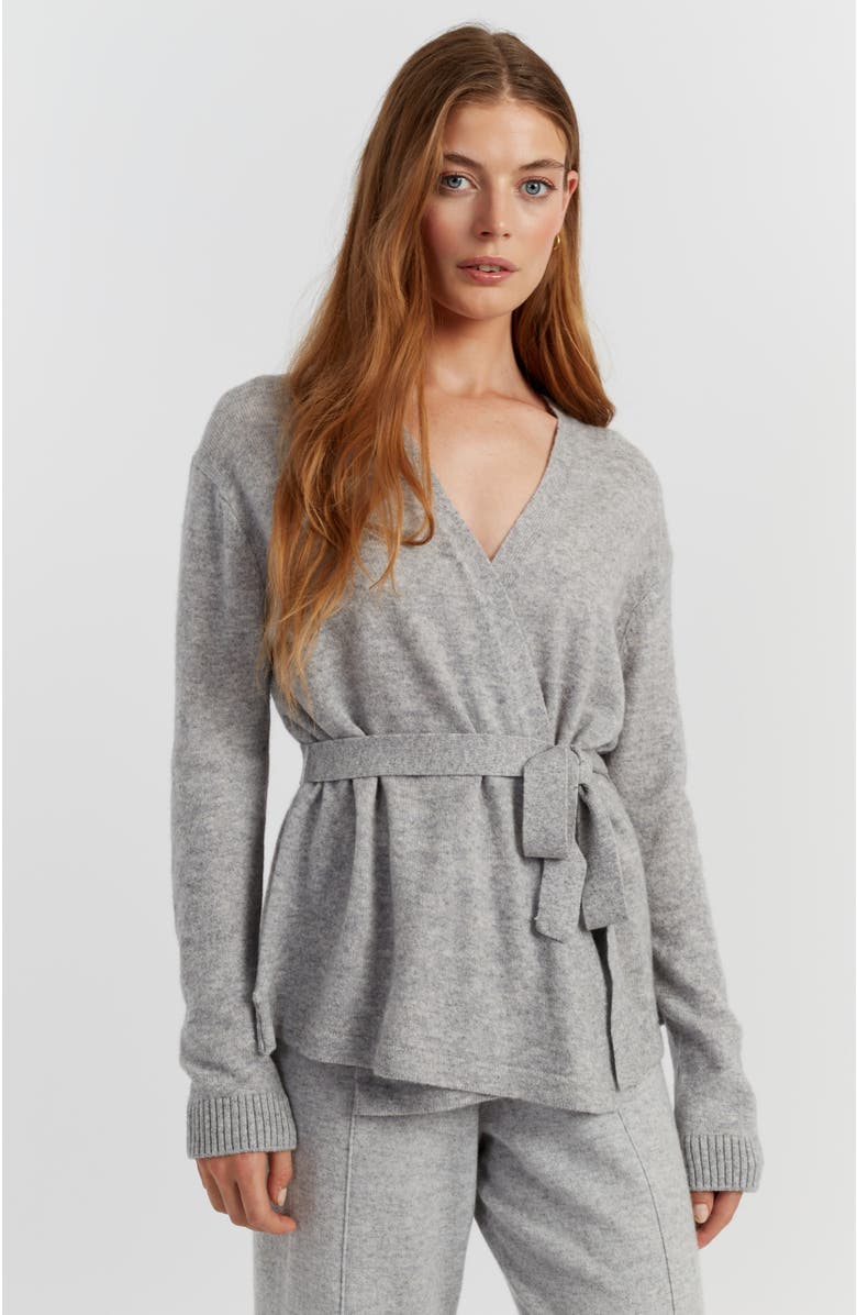 Chinti & Parker Lightweight Wool-Cashmere Wrap Cardigan, Alternate, color, Light Grey