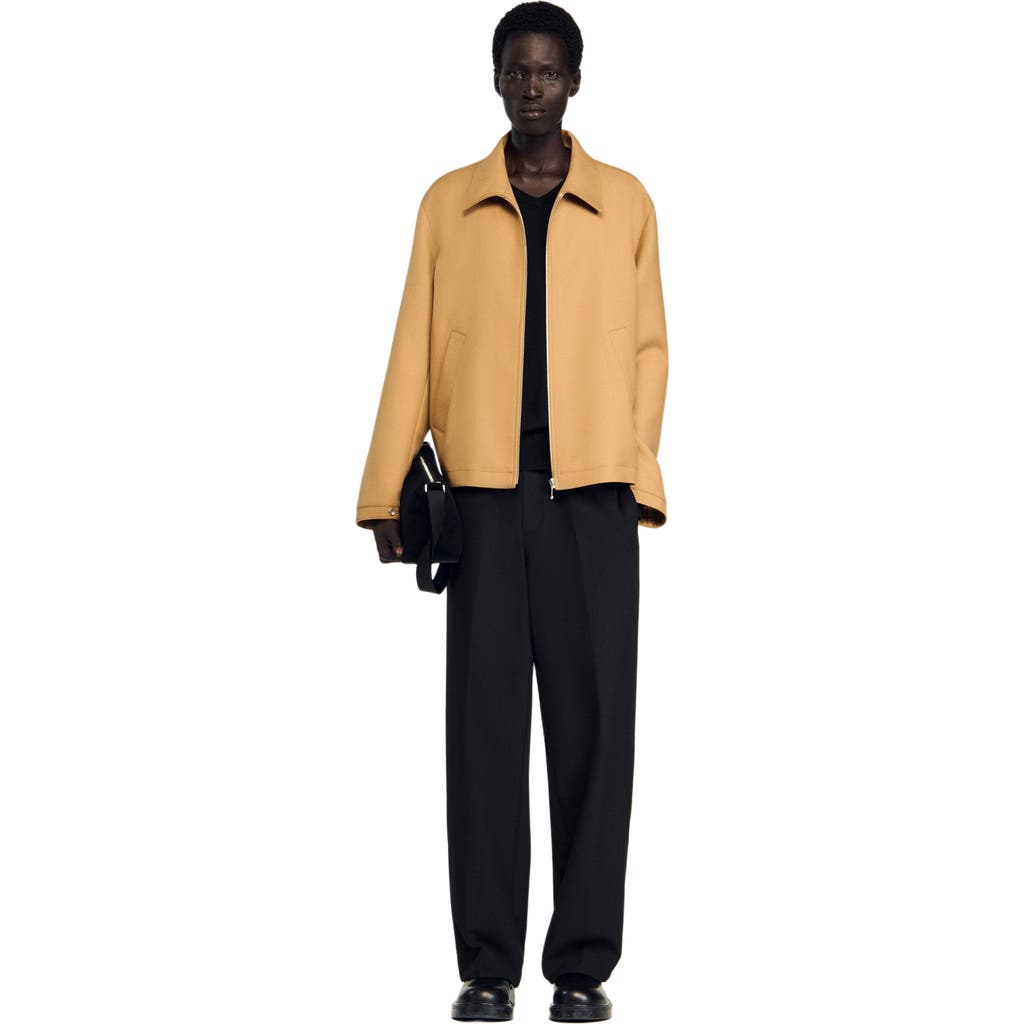 Sandro Zip-up Jacket In Orange