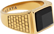 Nialaya Brick Signet Ring With Agate