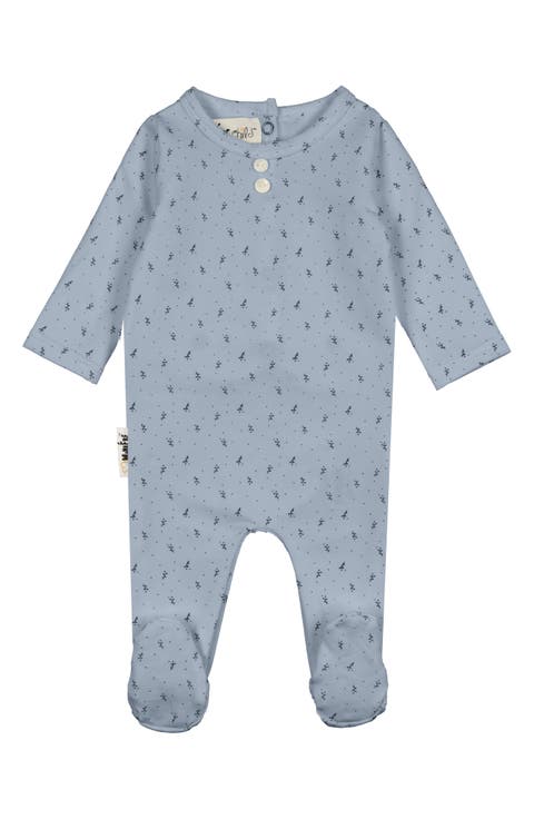 Print Button Accent Footie (Baby)
