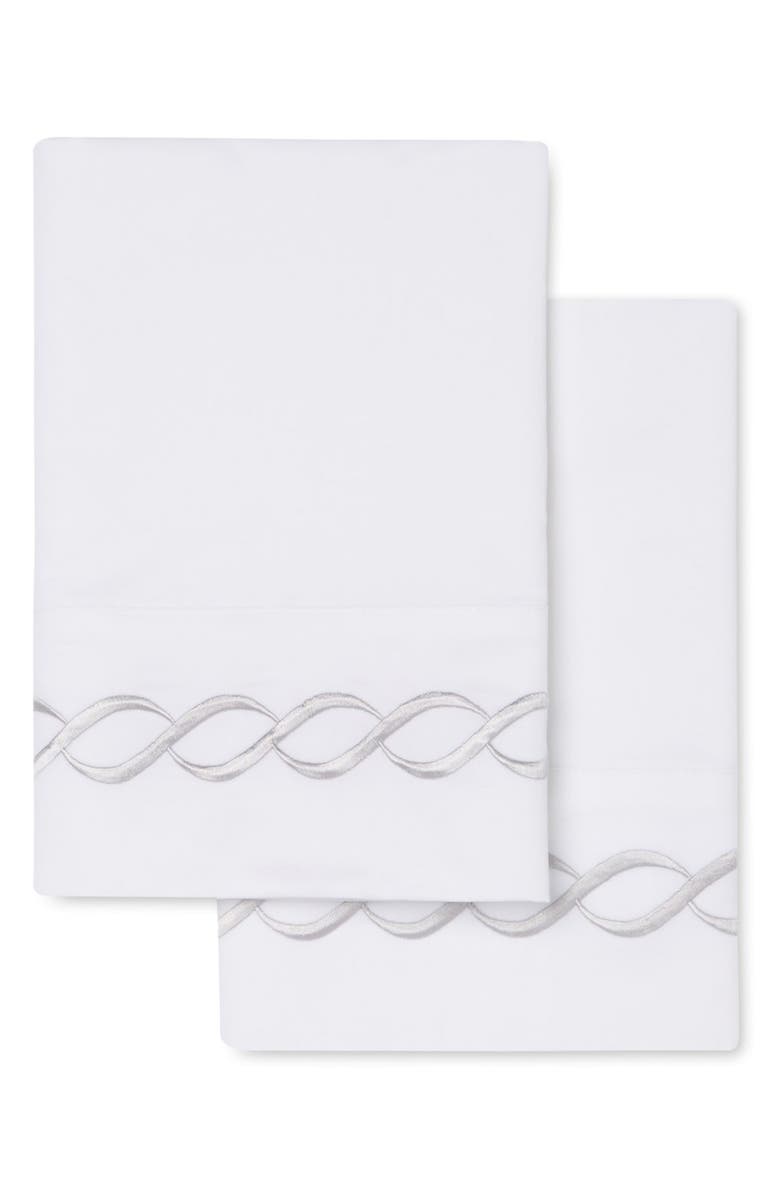 MELANGE HOME Rope Embroidered 600 Thread Count Cotton Sheet Set, Alternate, color, Grey