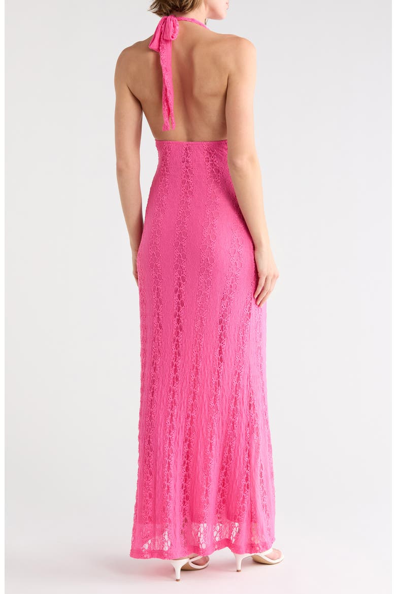 Zoi Lace Halter Maxi Dress, Alternate, color, HOT PINK