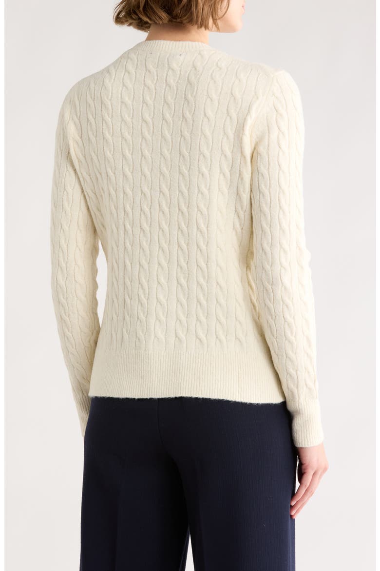 Cable Knit Crewneck Sweater, Alternate, color, WHITE