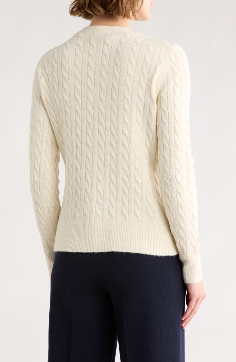 Brooks Brothers Cable Knit Crewneck Sweater, Alternate, color, White