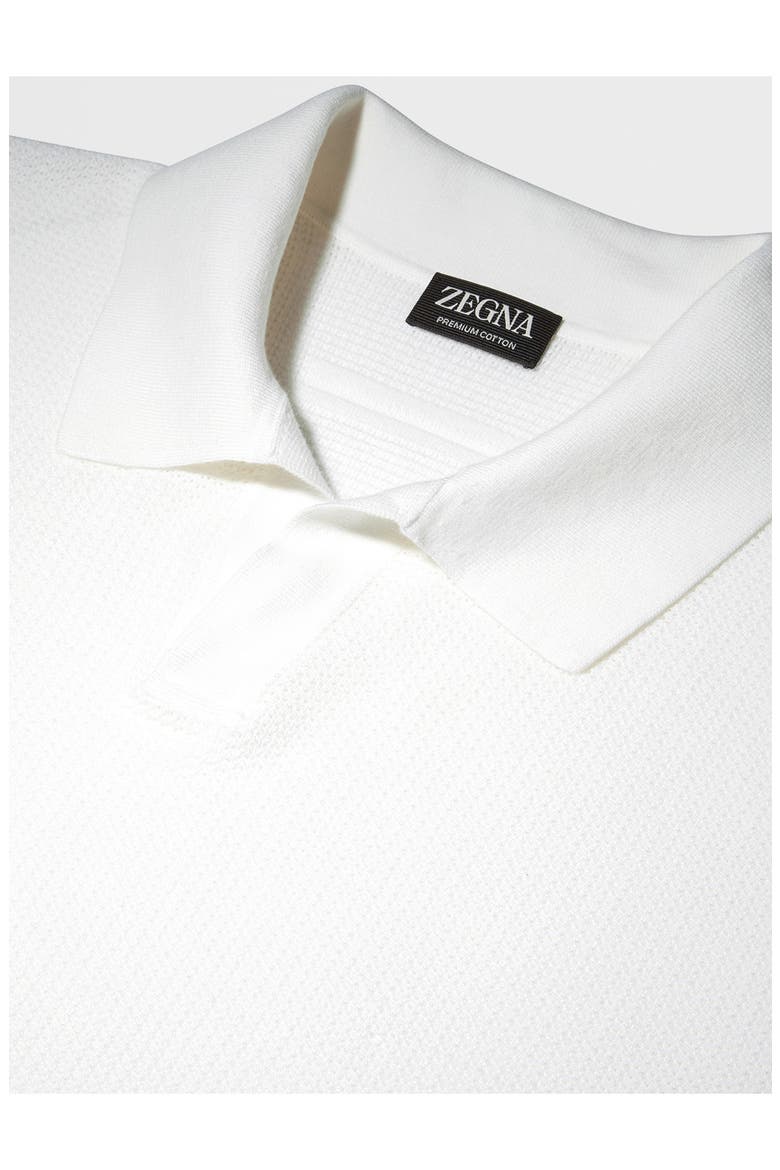 Waffle Knit Premium Cotton Polo Sweater, Alternate, color, WHITE