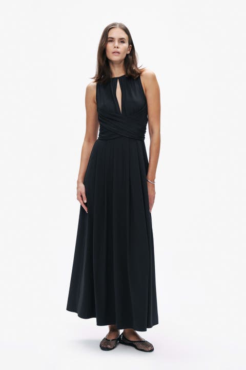 Black Maxi Embroidered Wool Skirt 4612