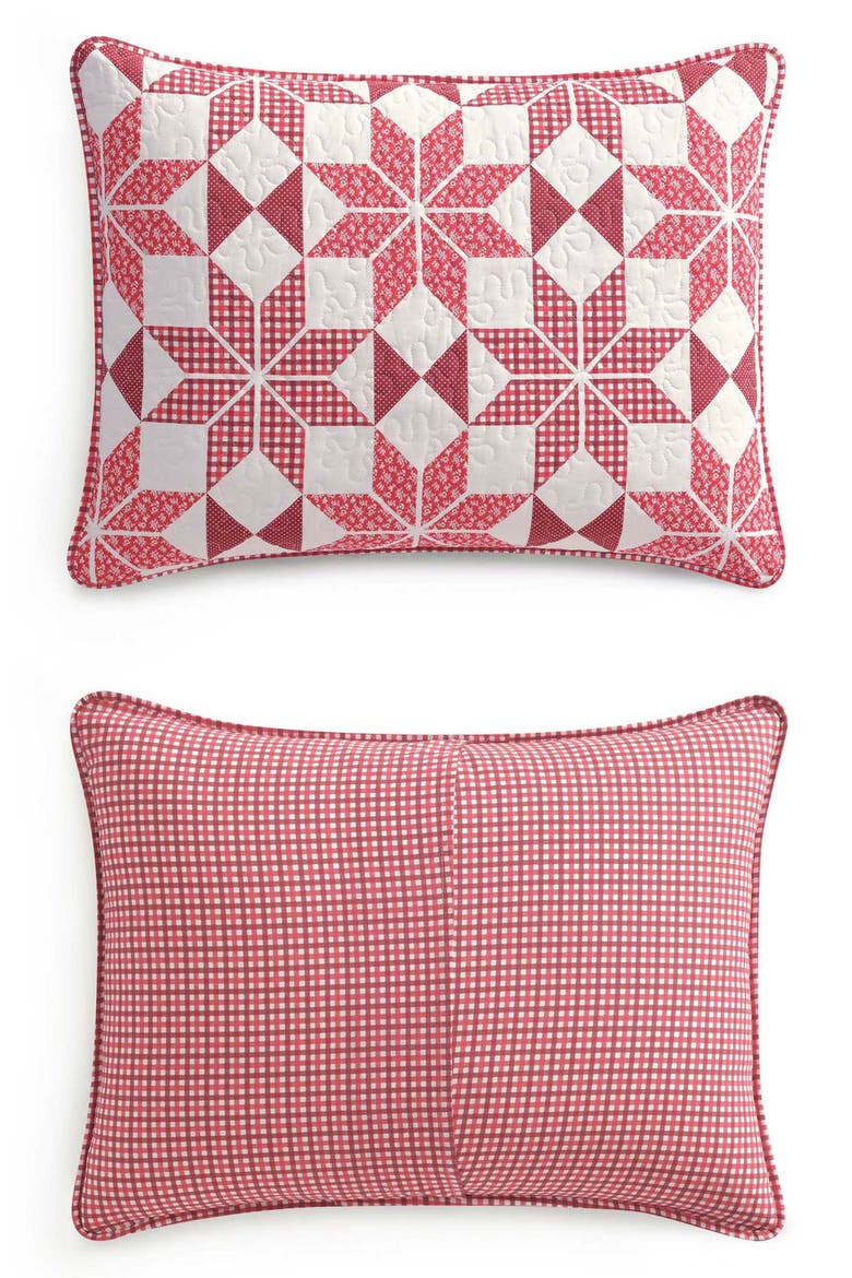 Winter Star Plaid Quilt Set, Alternate, color, WHITE/ CARDINAL RED/ BEIGE