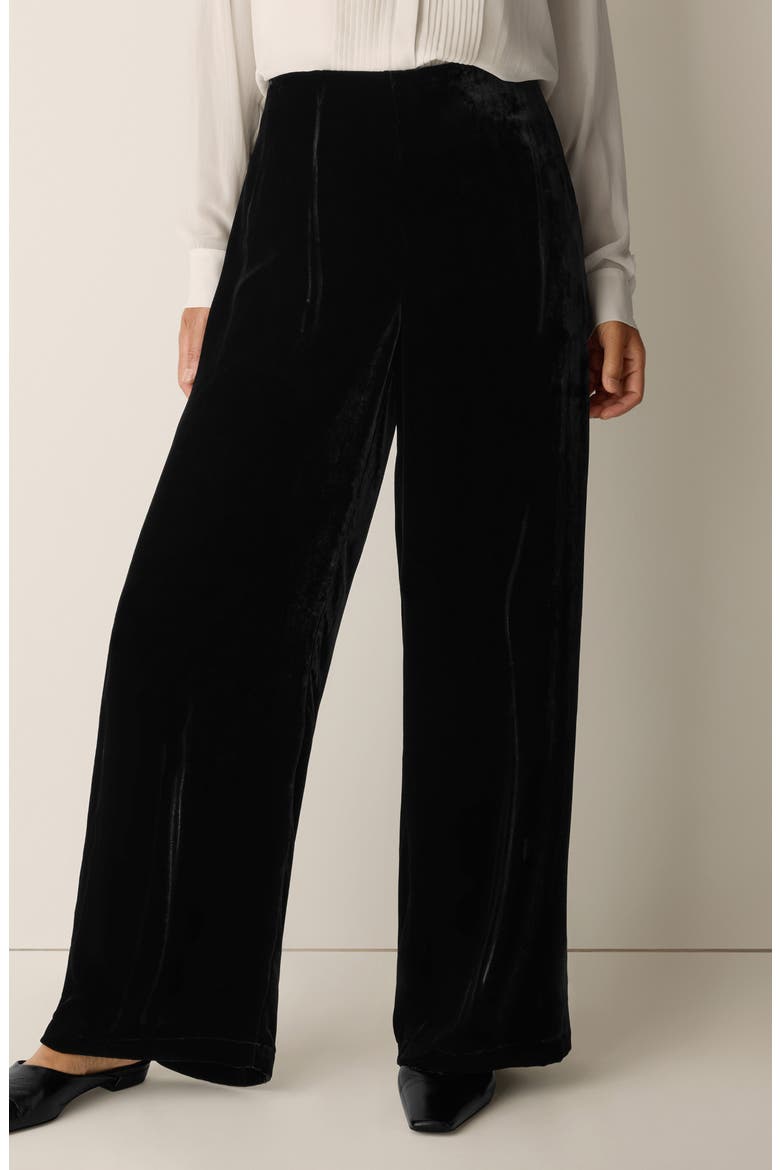 Velvet Wide Leg Pants, Alternate, color, BLACK