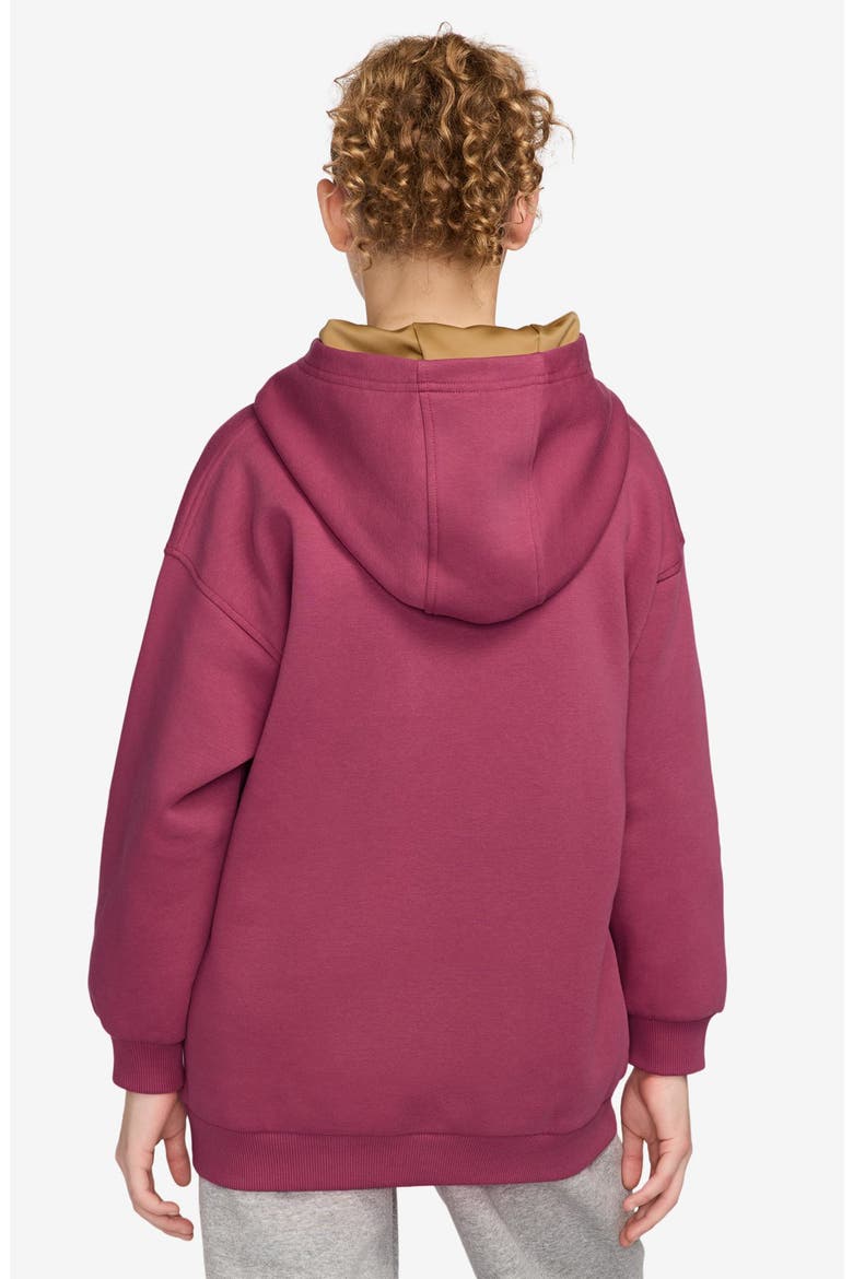 Kids' Sportswear Club Fleece Oversize Hoodie, Alternate, color, 634 SWEET BEET/MEAD GOLD/GOLD