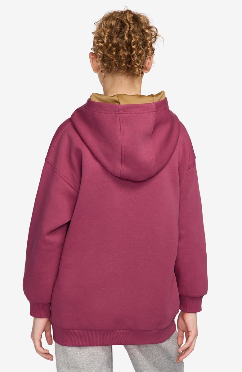 Nike Kids' Sportswear Club Fleece Oversize Hoodie, Alternate, color, 634 Sweet Beet/Mead Gold/Gold