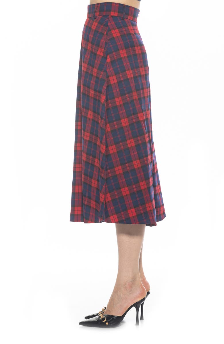 Alexia Admor Leonie Plaid A-Line Skirt, Alternate, color, Red Plaid
