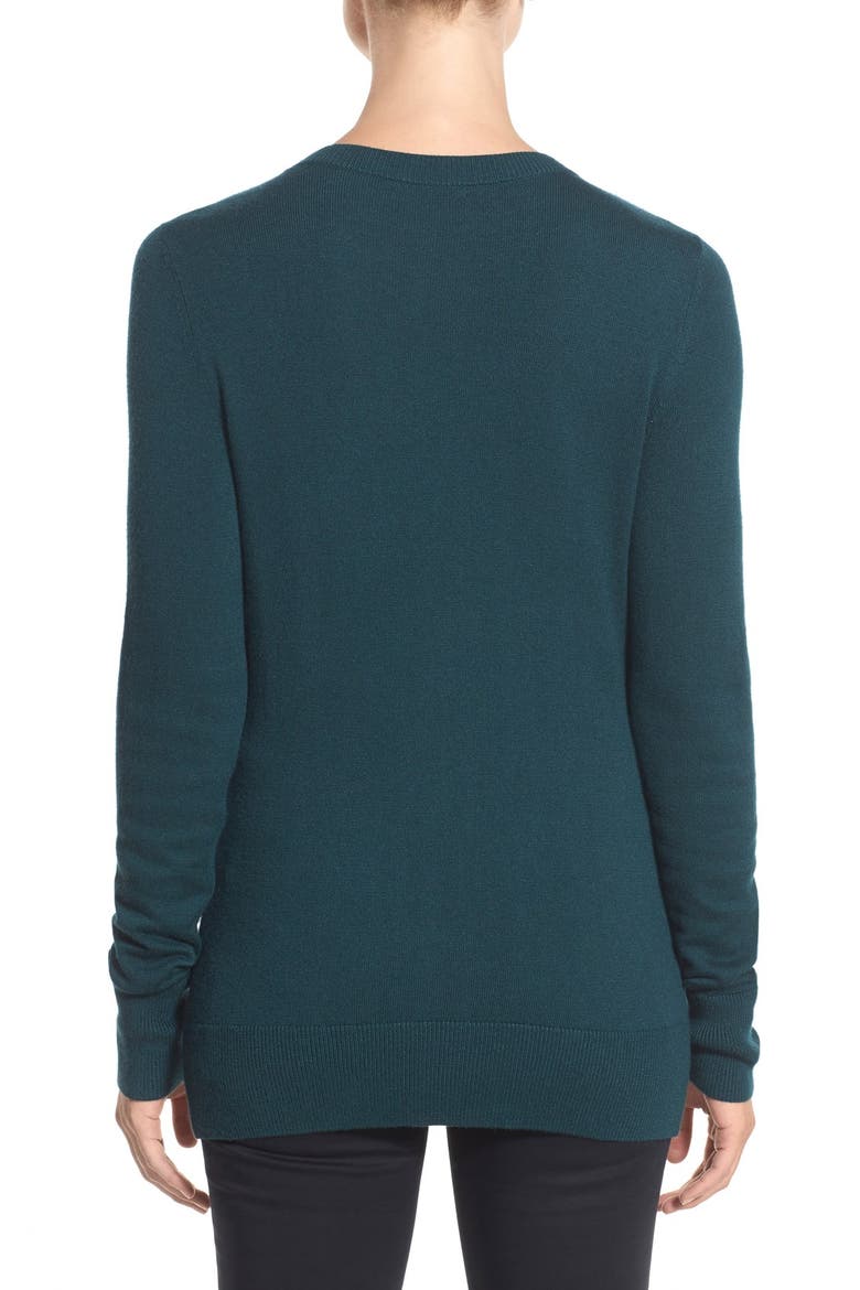 Embellished Crewneck Sweater, Alternate, color, TEAL CLUSTER FRONT