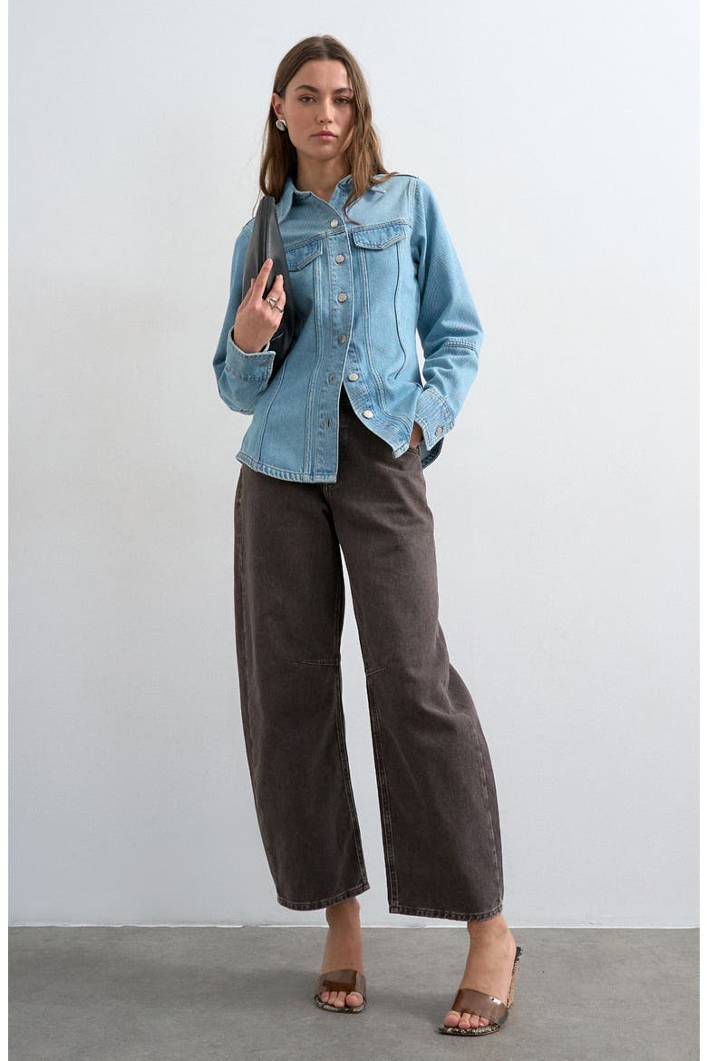 Seamed Denim Jacket, Alternate, color, LIGHT BLUE