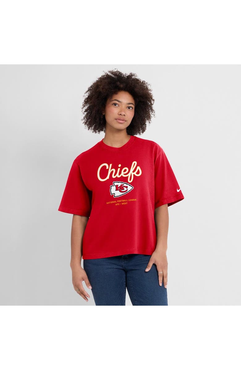 Nike Women's Nike Red Kansas City Chiefs Essential Script Relaxed Boxy T-Shirt, Main, color, Red