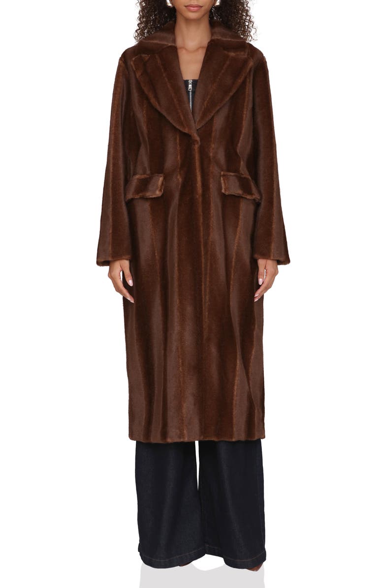 Avec Les Filles Long Faux Fur Coat, Alternate, color, Brown Mink