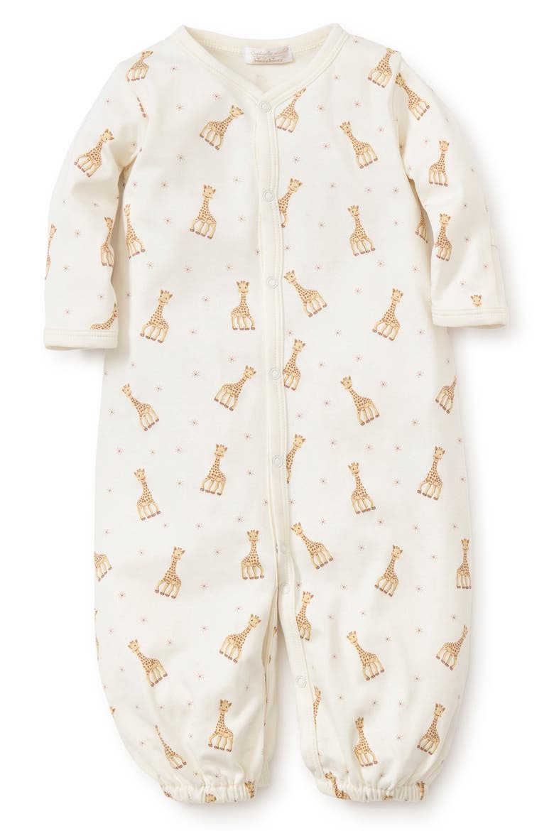 Sophie La Girafe Print Convertible Pima Cotton Gown, Alternate, color, ECRU